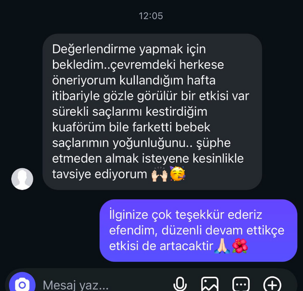 Müşteri mesajı
